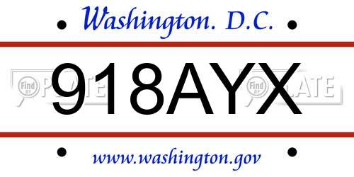 918AYX District Of Columbia License Plate