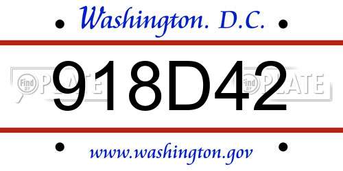 918D42 District Of Columbia License Plate