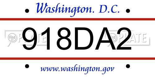 918DA2 District Of Columbia License Plate