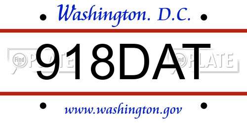 918DAT District Of Columbia License Plate