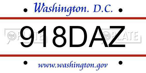 918DAZ District Of Columbia License Plate