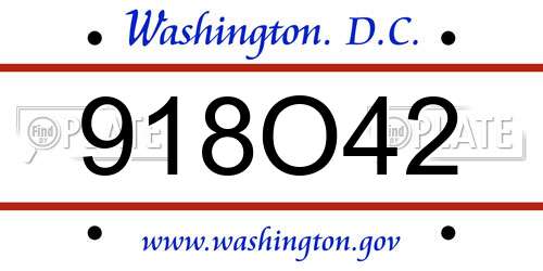 918O42 District Of Columbia License Plate