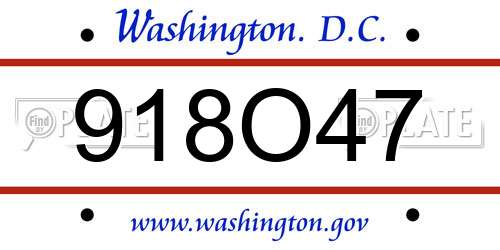 918O47 District Of Columbia License Plate