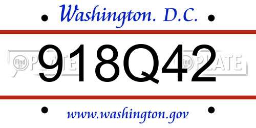 918Q42 District Of Columbia License Plate