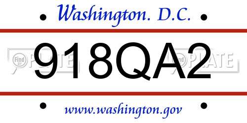 918QA2 District Of Columbia License Plate