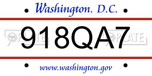 918QA7 District Of Columbia License Plate