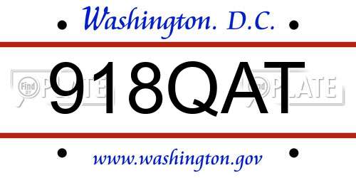 918QAT District Of Columbia License Plate