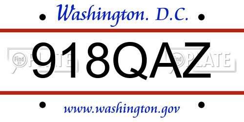 918QAZ District Of Columbia License Plate