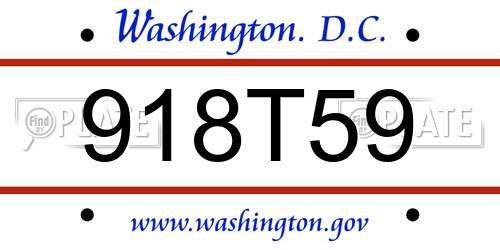 918T59 District Of Columbia License Plate