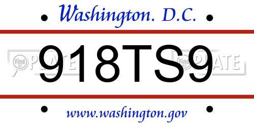 918TS9 District Of Columbia License Plate