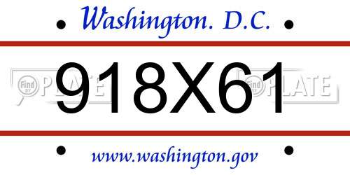 918X61 District Of Columbia License Plate