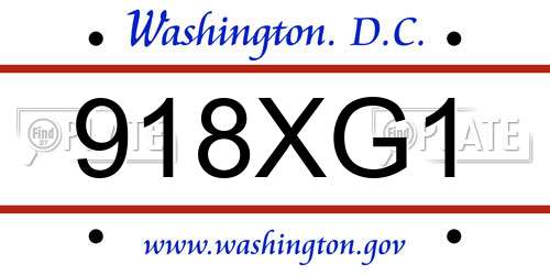 918XG1 District Of Columbia License Plate