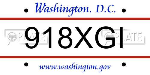 918XGI District Of Columbia License Plate