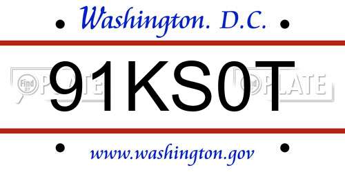 91KS0T District Of Columbia License Plate