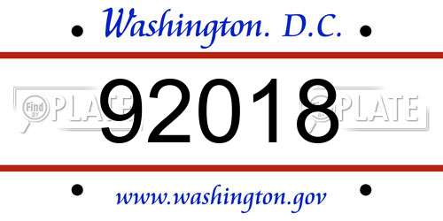 92018 District Of Columbia License Plate