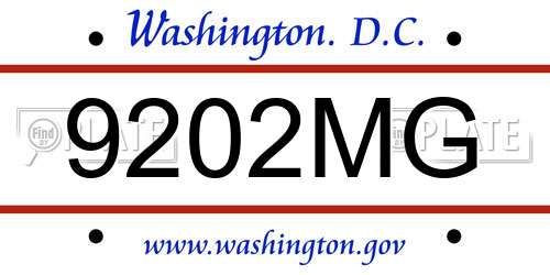 9202MG District Of Columbia License Plate