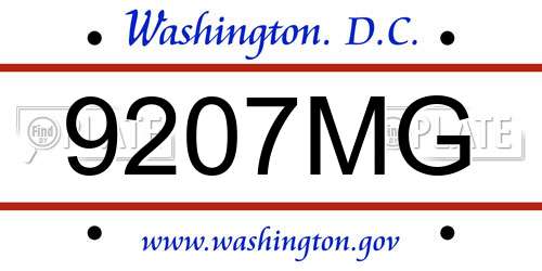 9207MG District Of Columbia License Plate