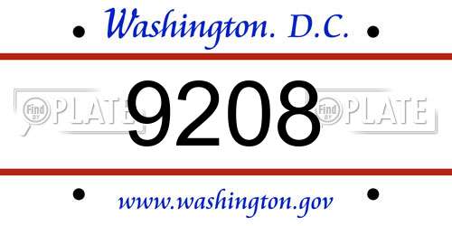 9208 District Of Columbia License Plate