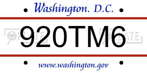 920TM6 District Of Columbia License Plate