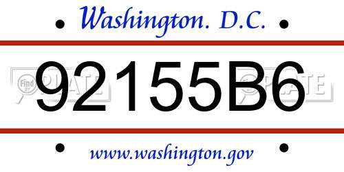 92155B6 District Of Columbia License Plate