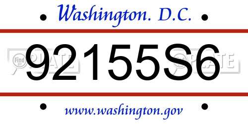 92155S6 District Of Columbia License Plate
