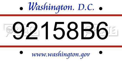 92158B6 District Of Columbia License Plate