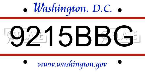 9215BBG District Of Columbia License Plate