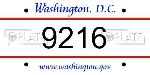 9216 District Of Columbia License Plate