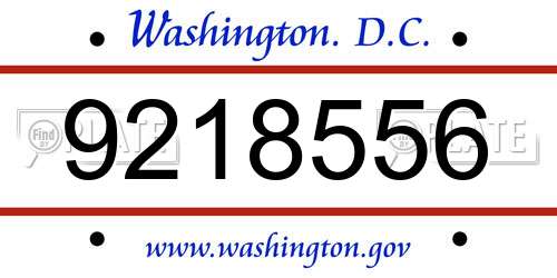 9218556 District Of Columbia License Plate