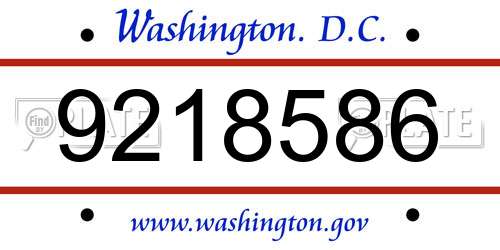 9218586 District Of Columbia License Plate