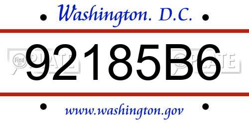 92185B6 District Of Columbia License Plate