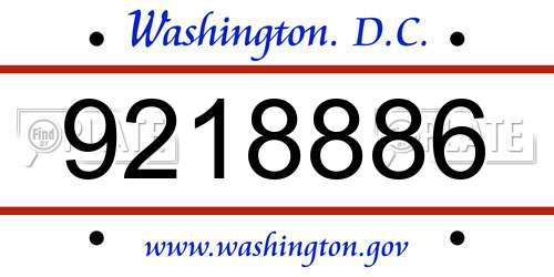 9218886 District Of Columbia License Plate