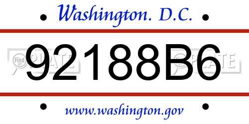 92188B6 District Of Columbia License Plate