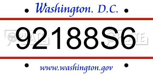 92188S6 District Of Columbia License Plate