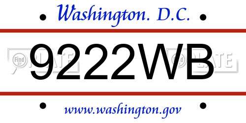 9222WB District Of Columbia License Plate