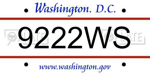 9222WS District Of Columbia License Plate