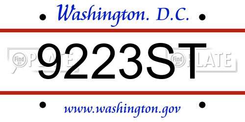 9223ST District Of Columbia License Plate