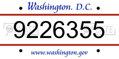 9226355 District Of Columbia License Plate