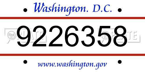 9226358 District Of Columbia License Plate
