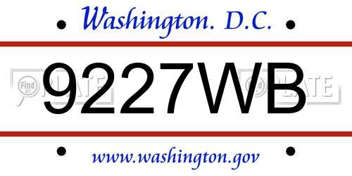 9227WB District Of Columbia License Plate