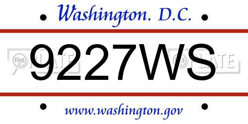 9227WS District Of Columbia License Plate