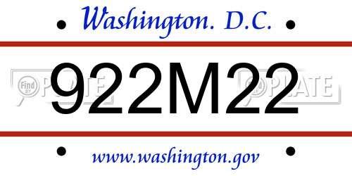 922M22 District Of Columbia License Plate