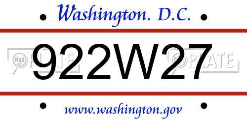 922W27 District Of Columbia License Plate