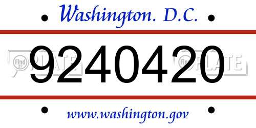 9240420 District Of Columbia License Plate