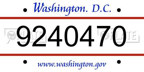 9240470 District Of Columbia License Plate