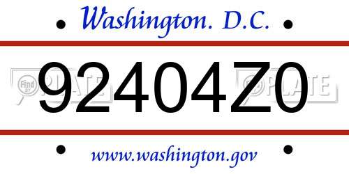 92404Z0 District Of Columbia License Plate