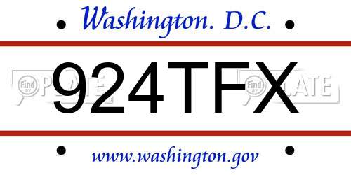 924TFX District Of Columbia License Plate