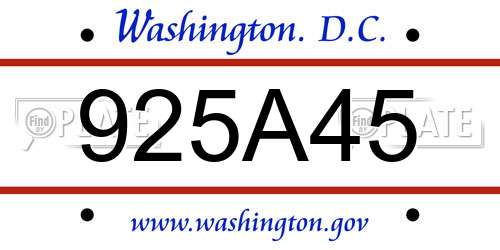925A45 District Of Columbia License Plate