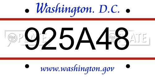 925A48 District Of Columbia License Plate