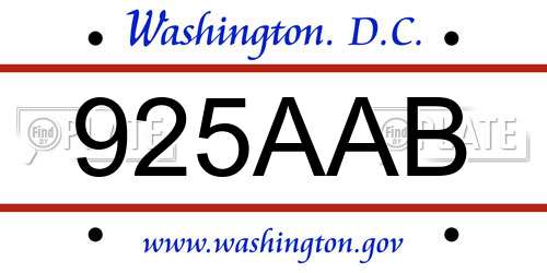925AAB District Of Columbia License Plate